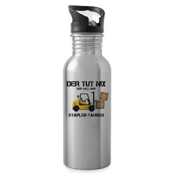 Staplerfahrer Gabelstapler Stapler Flurförderzeug - Trinkflasche mit integriertem Trinkhalm - Lightsilver - Rechts