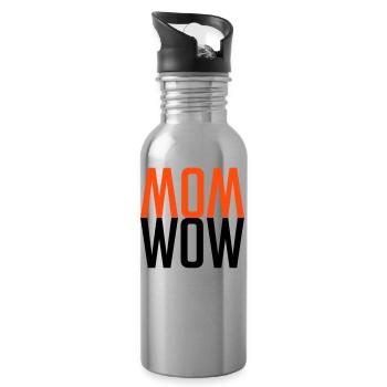 MOM WOW - Mother's Day for the Best Mother - Water bottle with straw - silver - Right