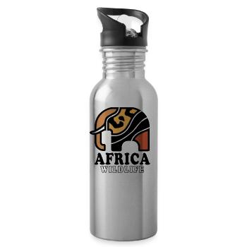 Elephant I AFRICA Wildlife - Water bottle with straw - silver - Right