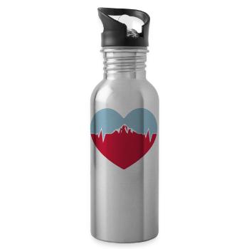 j'aime les montagnes coeur pulsé - Gourde avec paille intégrée - argent clair - Droite