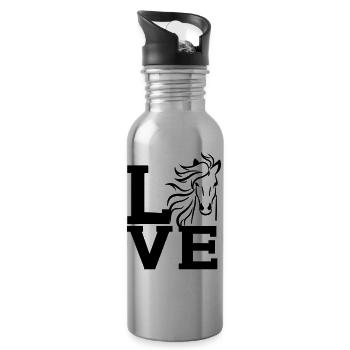 Pferd Reiten Reiter Spruch LUSTIG Pferde Pony - Trinkflasche mit integriertem Trinkhalm - Lightsilver - Rechts