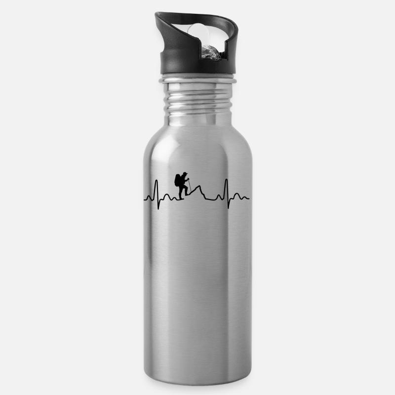 Hiking Heartbeat bw - Trinkflasche mit integriertem Trinkhalm - Lightsilver