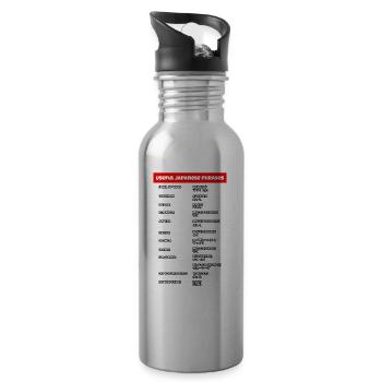 Funny Japanese Words - Japan Fans Gift - Water bottle with straw - silver - Right