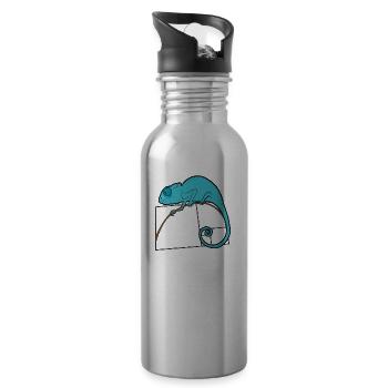 Fibonacci chameleon - golden ratio - Water bottle with straw - silver - Right