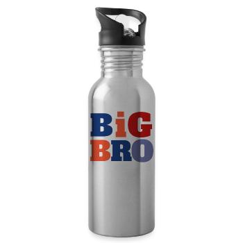 Big Bro Bruder Spruch - Trinkflasche mit integriertem Trinkhalm - Lightsilver - Rechts