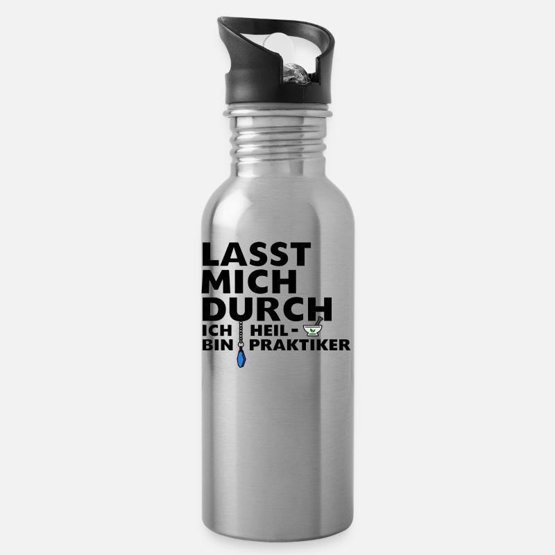 Heilpraktiker - Trinkflasche mit integriertem Trinkhalm - Lightsilver