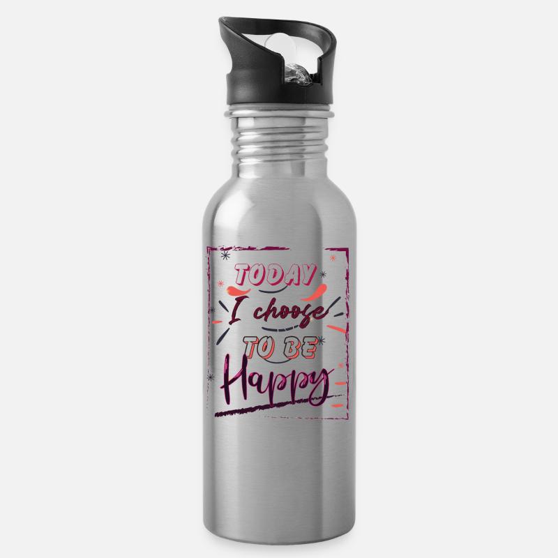 Today I choose to be Happy - Gourde avec paille intégrée - argent clair