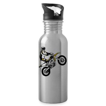 Enduro - Offroad - MotoCross - Supercross - MX - Water bottle with straw - silver - Right