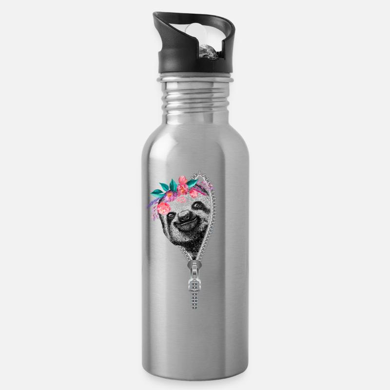 Sloth - Water bottle with straw - silver