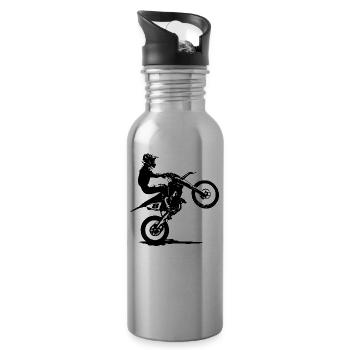 MotoCross - Supercross - MX - SX - FMX - Water bottle with straw - silver - Right
