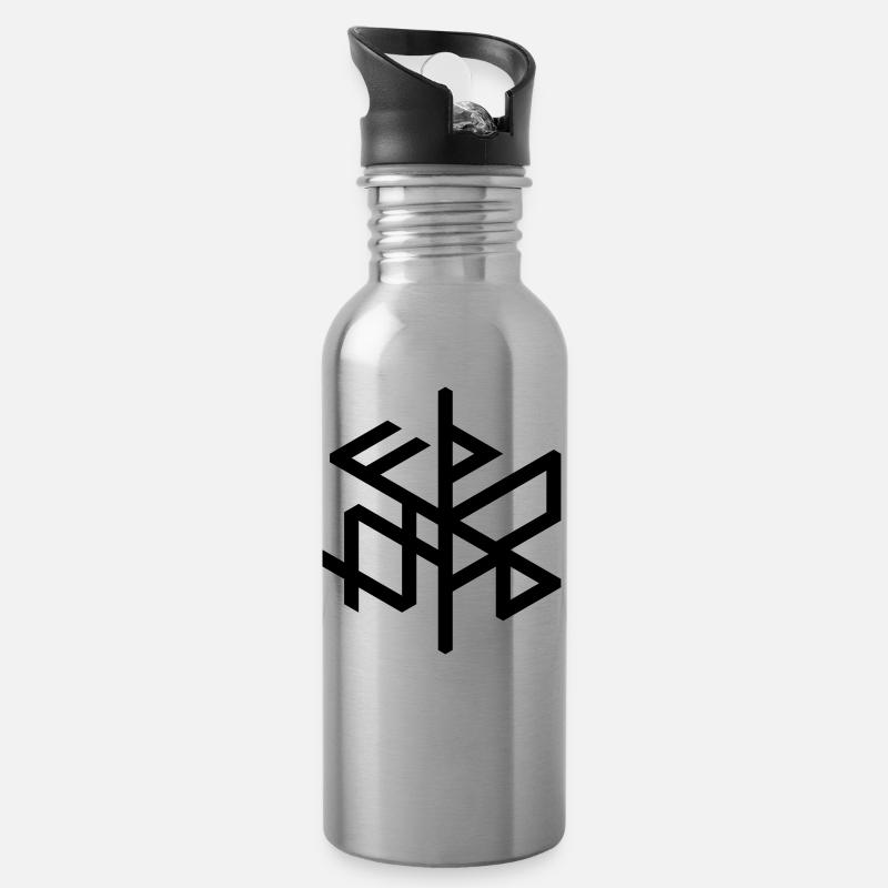 Thuringian "Þuringa" hexa binding rune, right / cw, QRF0 © - Water bottle with straw - silver