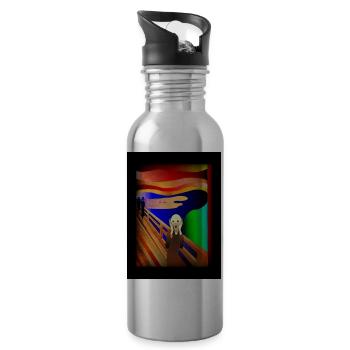 Der Schrei von Edvard Munch - Meine Interpretation. - Trinkflasche mit integriertem Trinkhalm - Lightsilver - Rechts