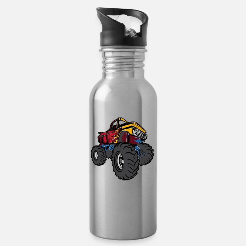 Monster truck - Gourde avec paille intégrée - argent clair