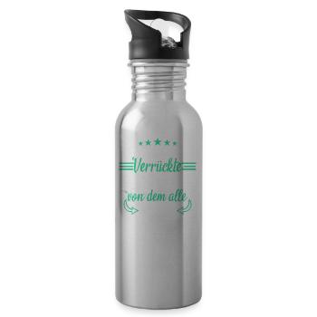 Metzger Fleischerin Metzgerin Metzgerei Spruch - Trinkflasche mit integriertem Trinkhalm - Lightsilver - Rechts