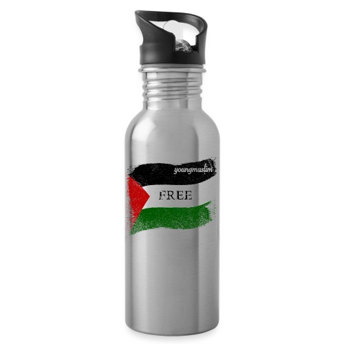 Youngmuslim Free Palestine! - Trinkflasche mit integriertem Trinkhalm