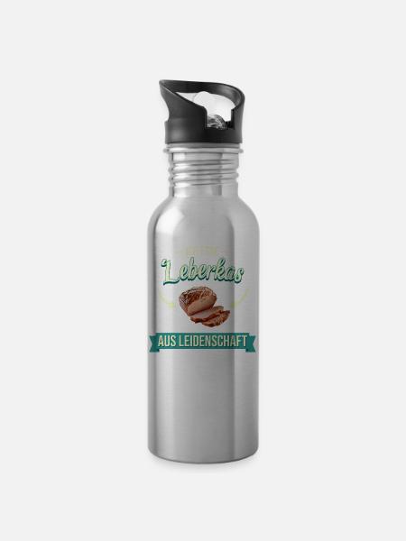 Lebakas Leberkäse Fleischkäse Bayern Spruch Essen - Trinkflasche mit integriertem Trinkhalm - Lightsilver