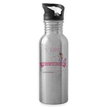 Geburtstag 9 Geburtstag Einhorn Spruch Party - Trinkflasche mit integriertem Trinkhalm - Lightsilver - Rechts