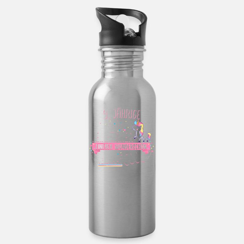 Geburtstag 9 Geburtstag Einhorn Spruch Party - Trinkflasche mit integriertem Trinkhalm - Lightsilver