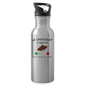 le chocolat m'appelle de la collection "appel" - Gourde avec paille intégrée - argent clair - Droite