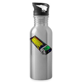 Buntes Feuerzeug - Trinkflasche mit integriertem Trinkhalm - Lightsilver - Rechts