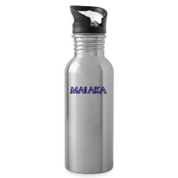 Malaka Geschenk für Griechen Griechischer Spruch - Trinkflasche mit integriertem Trinkhalm - Lightsilver - Rechts