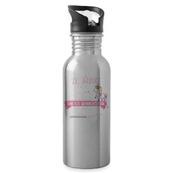 Geburtstag 22 Geburtstag Einhorn Spruch Party - Trinkflasche mit integriertem Trinkhalm - Lightsilver - Rechts
