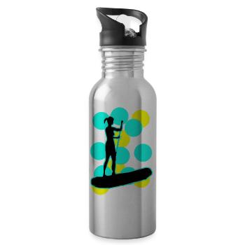 sup woman - Water bottle with straw - silver - Right