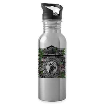 Stadl / Hirsch Design/Geweih/ Jäger/ Tracht/ Wiesn - Trinkflasche mit integriertem Trinkhalm - Lightsilver - Rechts