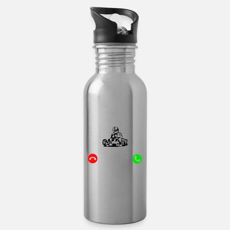 Karting is calling me and I must go - Water bottle with straw - silver