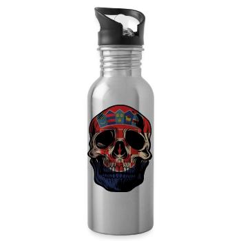 Kroatien Balkan Serbe Jugoslawien BrateTotenkopf - Trinkflasche mit integriertem Trinkhalm - Lightsilver - Rechts