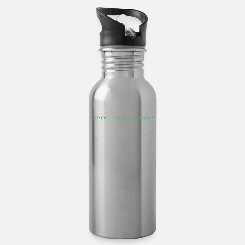 Es gibt keinen Löffel! - Trinkflasche mit integriertem Trinkhalm - Lightsilver