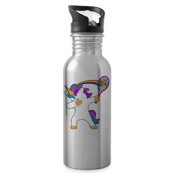 Cadeau de la licorne de tennis dab dabbing - Gourde avec paille intégrée - argent clair - Droite