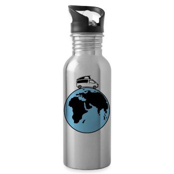 "Take the long way" Van-Shirts, Van-Accessoires - Trinkflasche mit integriertem Trinkhalm - Lightsilver - Rechts