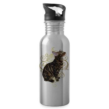 Bengalkatze - Trinkflasche mit integriertem Trinkhalm - Lightsilver - Rechts