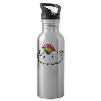 Rainbow cloud creative gift funny power - Water bottle with straw - silver - Right