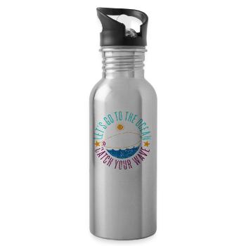 Let's Go To The Ocean SURF Catch Your Wave - Trinkflasche mit integriertem Trinkhalm - Lightsilver - Rechts