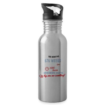 Funny Birthday 13 Years Old Why Are We Counting? - Water bottle with straw - silver - Right