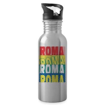 Rom Roma Italien Stadt Schrift Skyline Heimat - Trinkflasche mit integriertem Trinkhalm - Lightsilver - Rechts