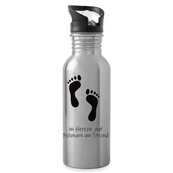 Im Herzen auf Fehmarn - Trinkflasche mit integriertem Trinkhalm - Lightsilver - Rechts