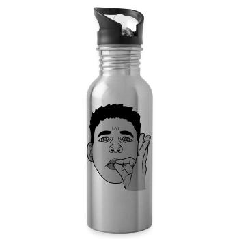 Mund küssen Handgeste Gesicht - Trinkflasche mit integriertem Trinkhalm - Lightsilver - Rechts