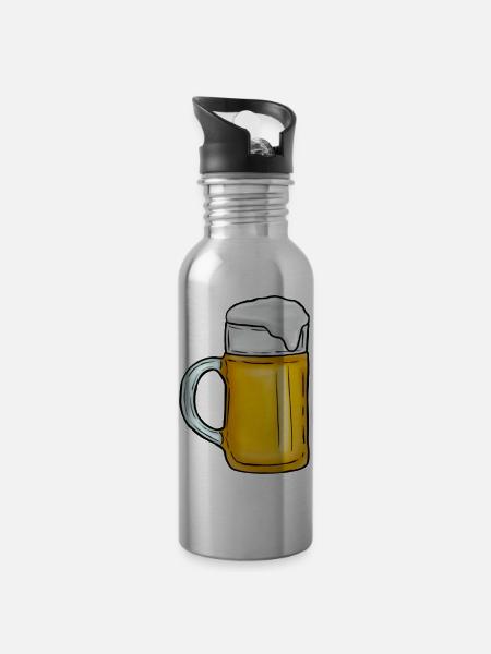 Bierkrug - Trinkflasche mit integriertem Trinkhalm - Lightsilver