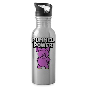 pummel power schweinchen - Trinkflasche mit integriertem Trinkhalm - Lightsilver - Rechts