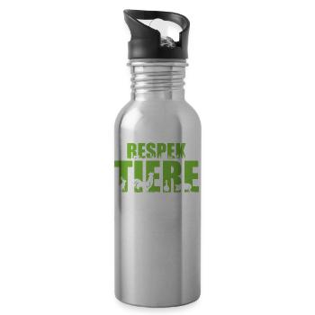 Tierliebhaber Tierschützer Veganer Vegetarier - Trinkflasche mit integriertem Trinkhalm - Lightsilver - Rechts