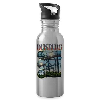 Duisburg Deutschland Stadt Skyline Heimat Liebe - Trinkflasche mit integriertem Trinkhalm - Lightsilver - Rechts