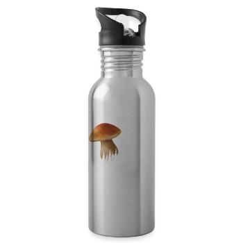 Outfit for mushroom pickers with mountains porcini mushroom mushroom - Water bottle with straw - silver - Right