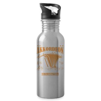 Ziehharmonika Musiker Schlager Akkordeon - Trinkflasche mit integriertem Trinkhalm - Lightsilver - Rechts