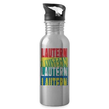 Kaiserslautern Lautern Germany City Font - Water bottle with straw - silver - Right