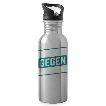 Bassisten gegen Rassisten Bassspieler gegen Rechts - Trinkflasche mit integriertem Trinkhalm - Lightsilver - Rechts