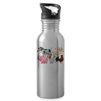 Tierliebhaber Tierschützer Veganer Vegetarier - Trinkflasche mit integriertem Trinkhalm - Lightsilver - Rechts