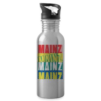 Mainz Deutschland Stadt Schrift Skyline - Trinkflasche mit integriertem Trinkhalm - Lightsilver - Rechts